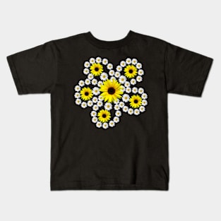 daisies sunflower blooms blossom floral daisy pattern Kids T-Shirt